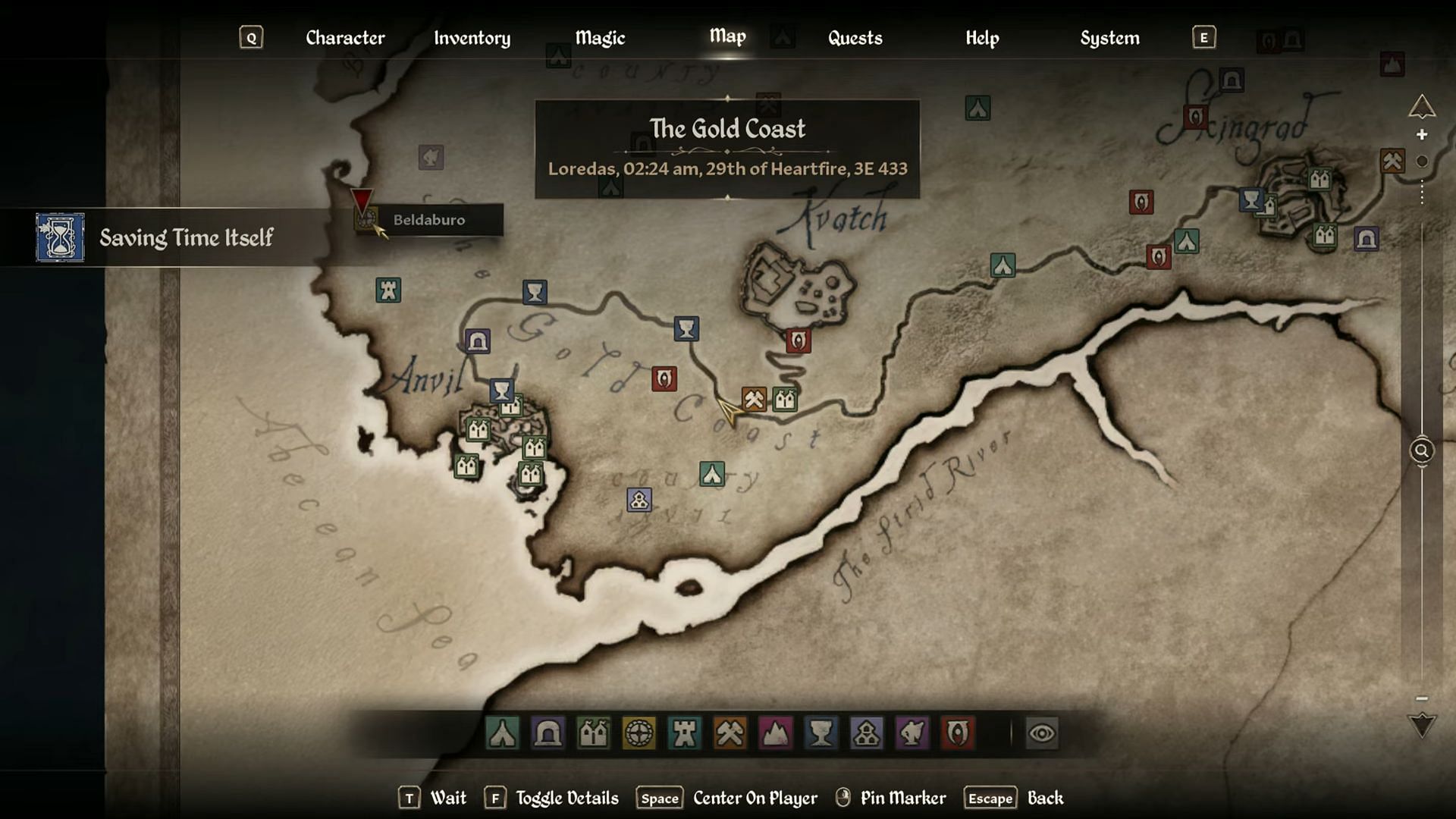 Fast travel to Beldaburo during the Saving Time Itself quest (Image via Bethesda Software)